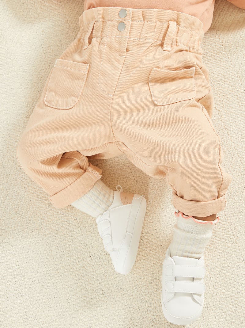 Jeans paper bag con vita elasticizzata BEIGE - Kiabi