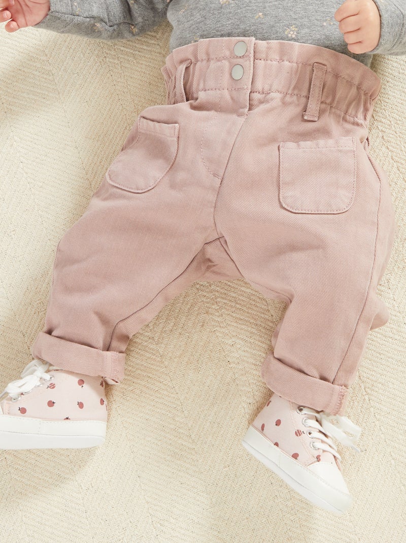Jeans paper bag con vita elasticizzata ROSA - Kiabi