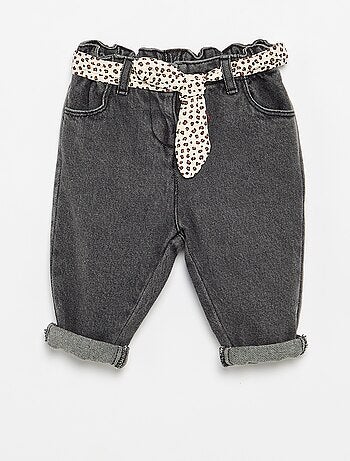 Jeans paperbag + cintura con motivo