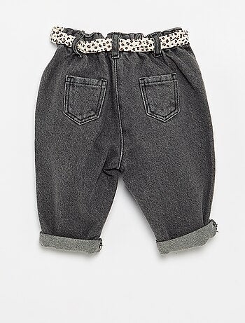Jeans paperbag + cintura con motivo