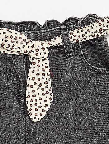 Jeans paperbag + cintura con motivo