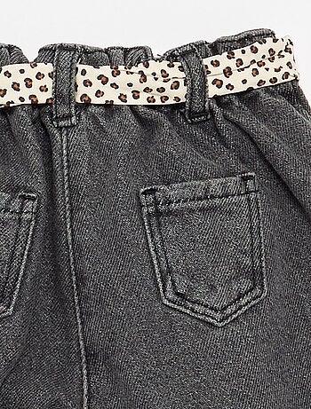 Jeans paperbag + cintura con motivo