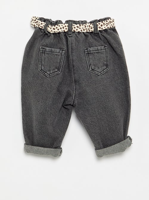 Jeans paperbag + cintura con motivo - Kiabi