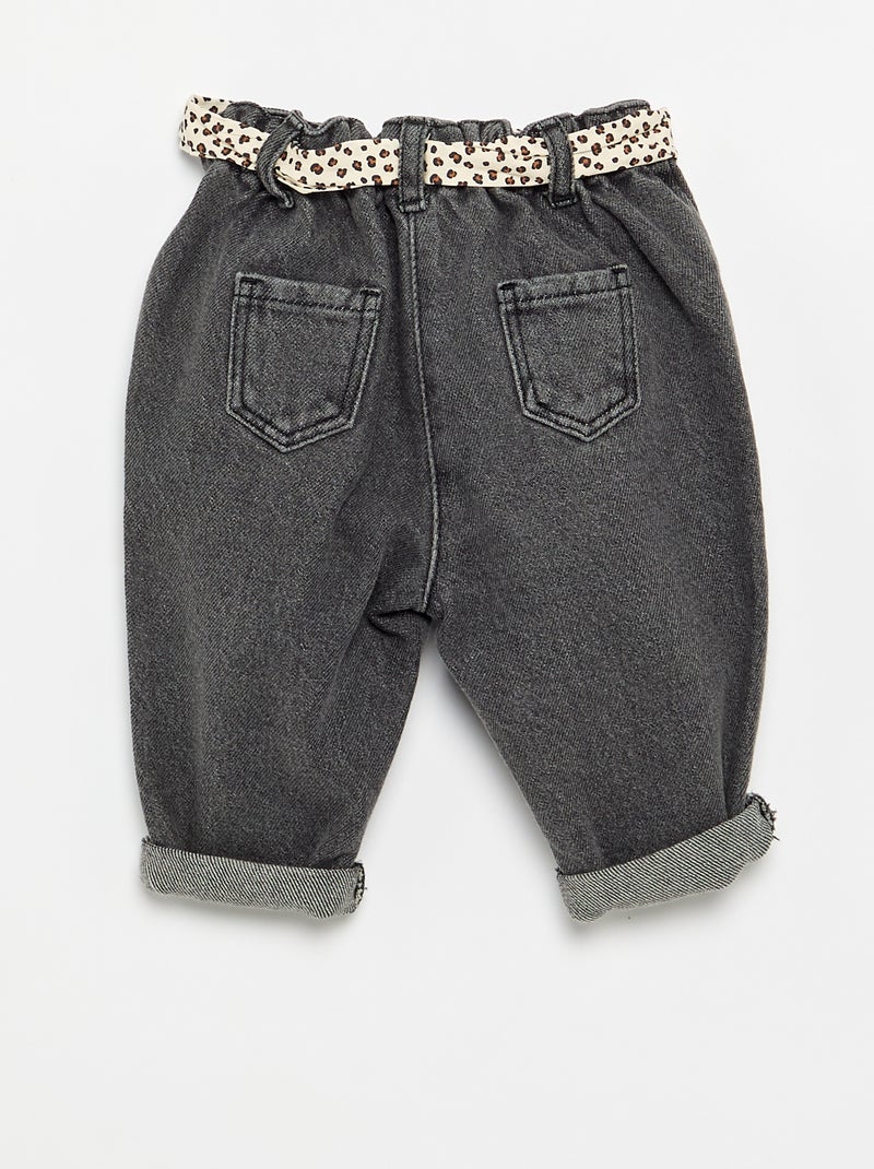 Jeans paperbag + cintura con motivo Bianco - Kiabi