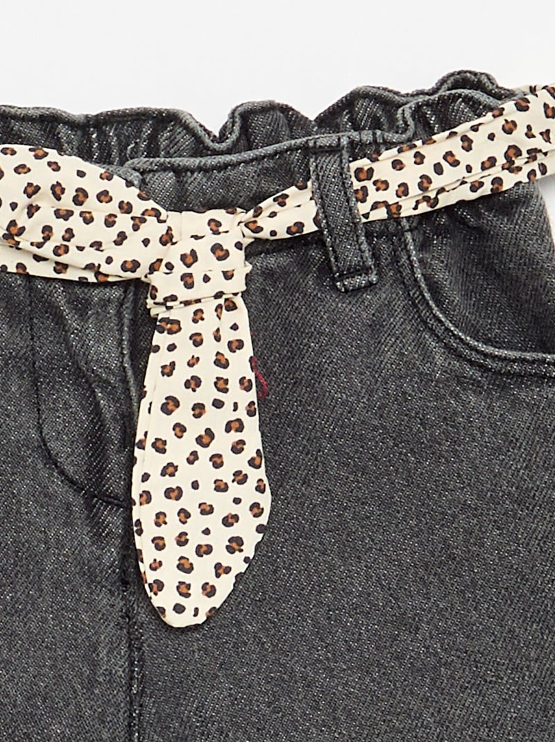 Jeans paperbag + cintura con motivo Bianco - Kiabi