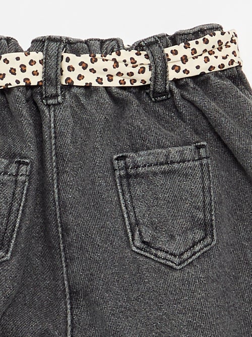 Jeans paperbag + cintura con motivo - Kiabi
