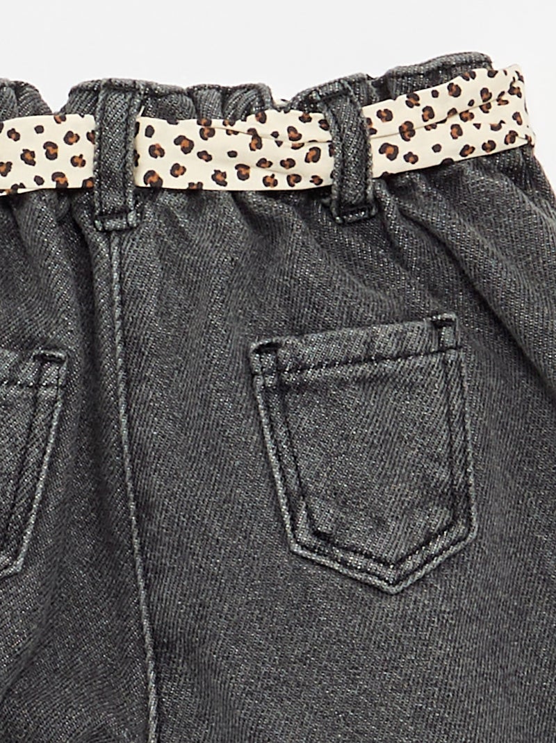 Jeans paperbag + cintura con motivo Bianco - Kiabi