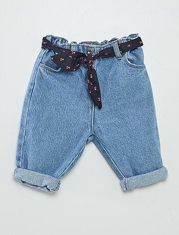 Jeans paperbag + cintura con motivo
