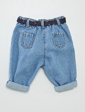 Jeans paperbag + cintura con motivo