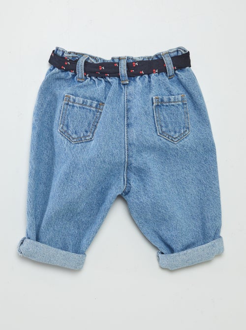 Jeans paperbag + cintura con motivo - Kiabi