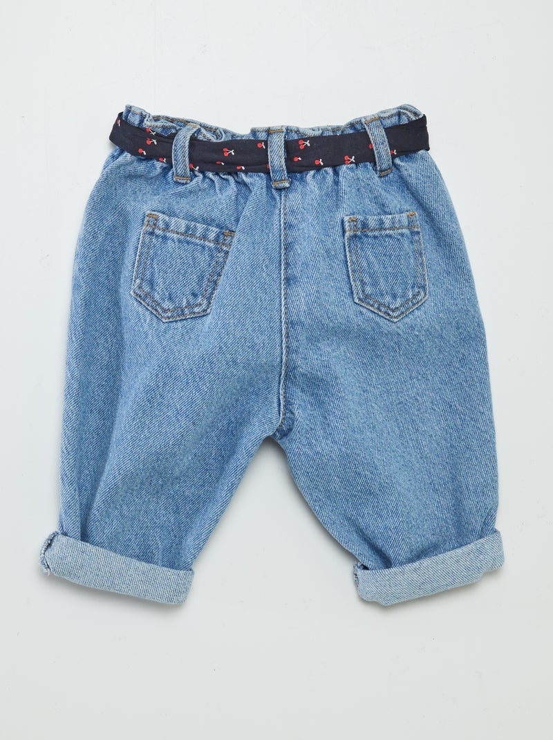 Jeans paperbag + cintura con motivo BLU - Kiabi