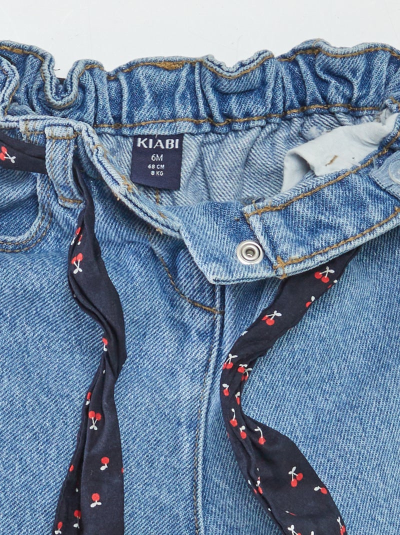 Jeans paperbag + cintura con motivo BLU - Kiabi