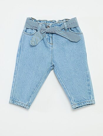 Jeans paperbag + cintura con motivo