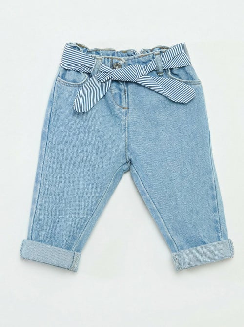 Jeans paperbag + cintura con motivo - Kiabi