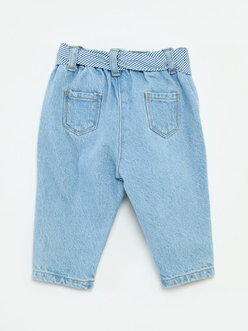 Jeans paperbag + cintura con motivo Blu - Kiabi