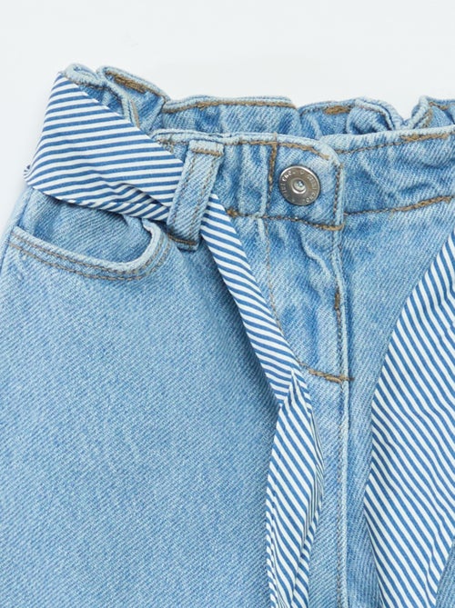 Jeans paperbag + cintura con motivo - Kiabi