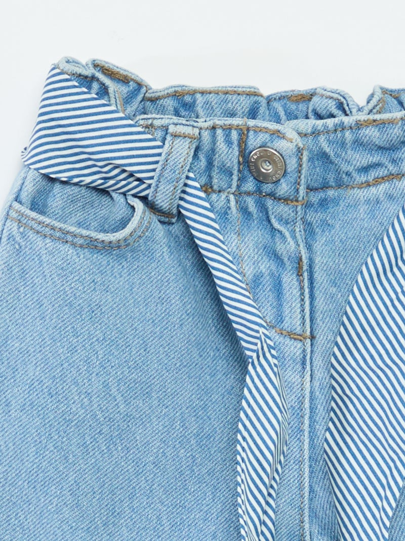 Jeans paperbag + cintura con motivo Blu - Kiabi