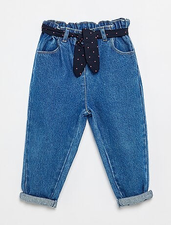 Jeans paperbag + cintura con motivo