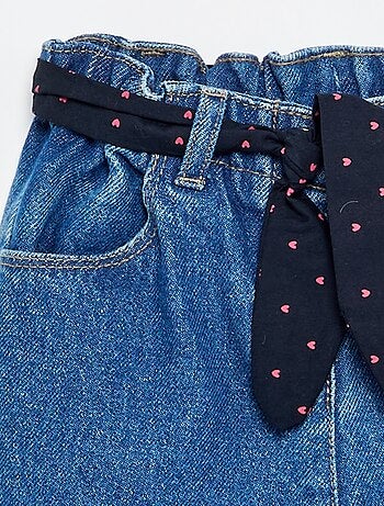 Jeans paperbag + cintura con motivo