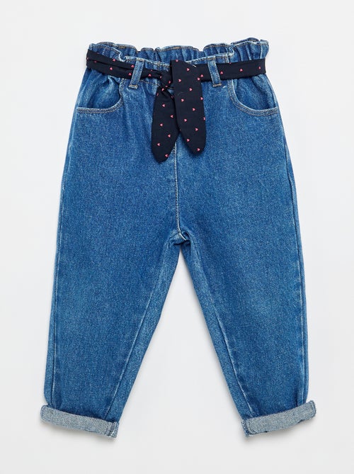 Jeans paperbag + cintura con motivo - Kiabi