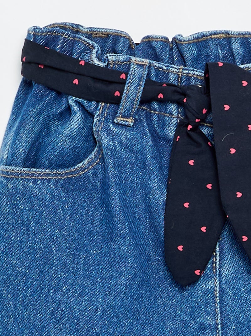 Jeans paperbag + cintura con motivo Blu - Kiabi