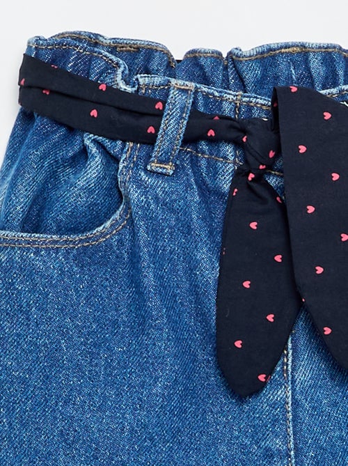 Jeans paperbag + cintura con motivo - Kiabi