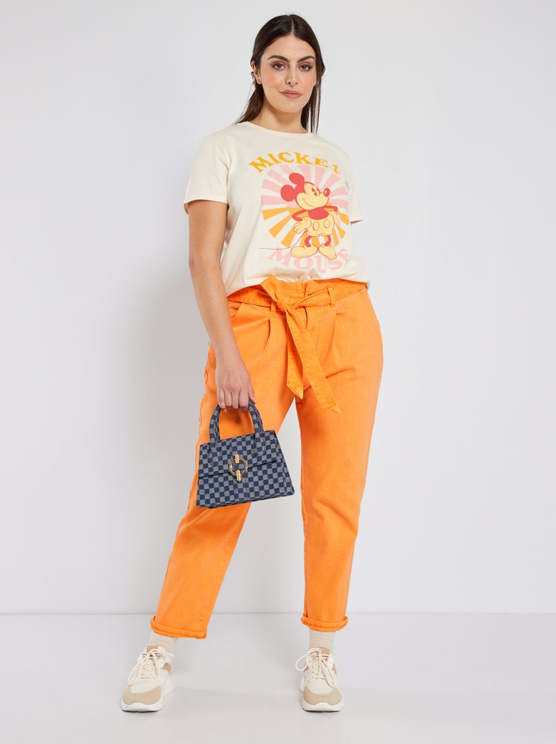 Jeans paperbag con cintura arancio albicocca - Kiabi