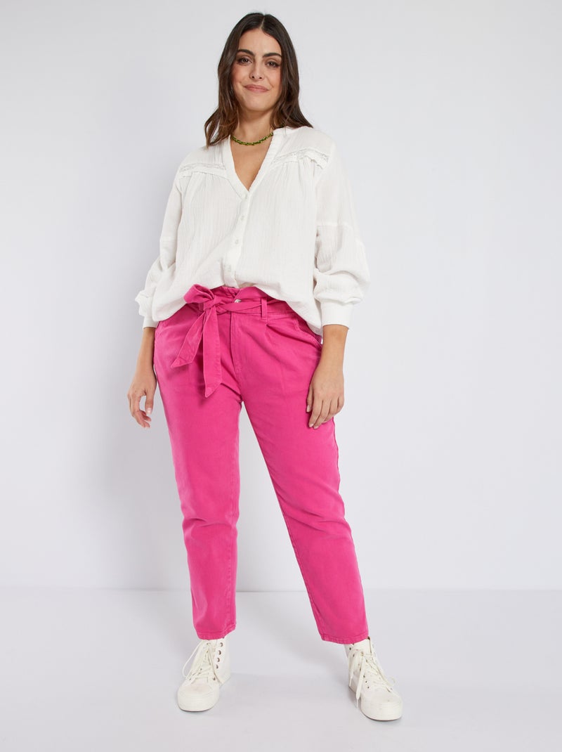 Jeans paperbag con cintura rosa indiano - Kiabi