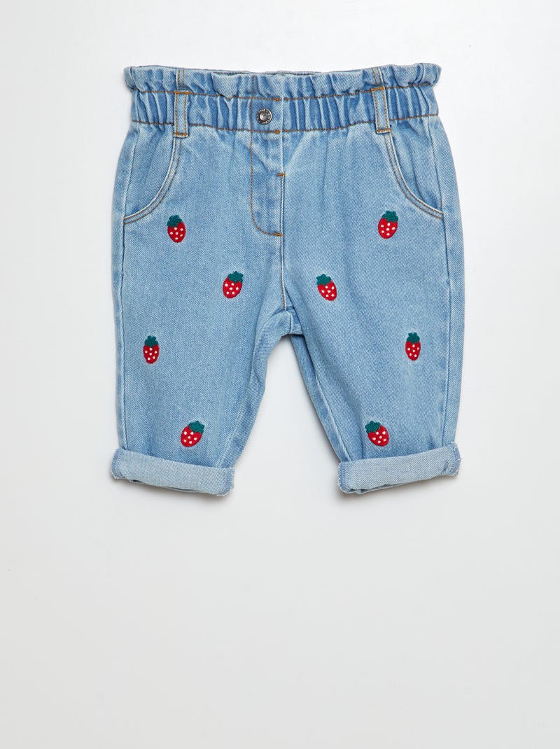 Jeans paperbag ricamati BLU - Kiabi