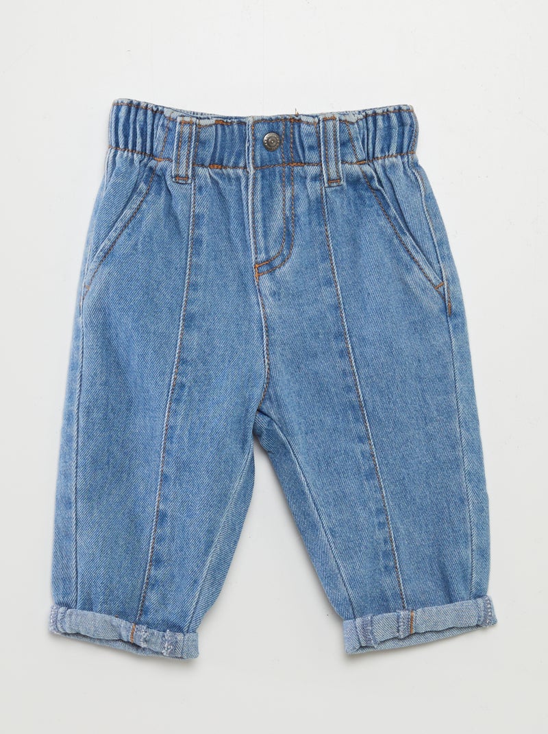Jeans paperbag tinta unita BLU - Kiabi
