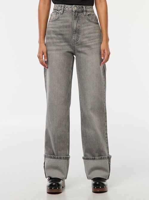 Jeans regular / a vita alta con ampio risvolto alla base - Kiabi