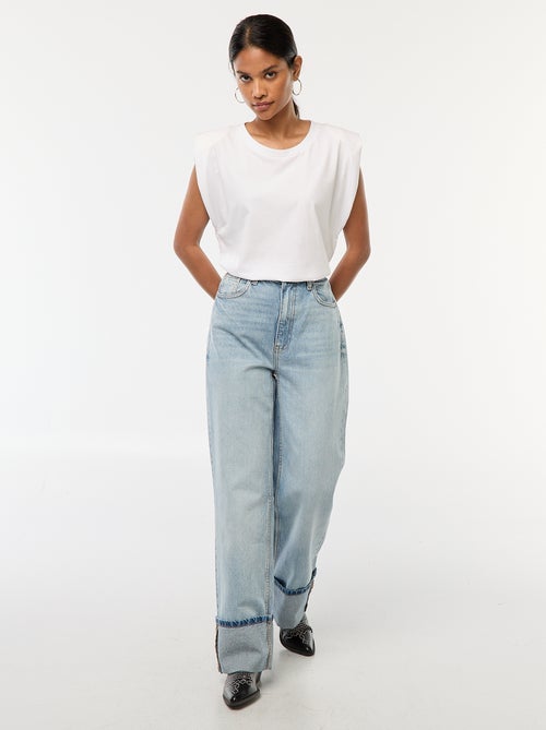 Jeans regular / a vita alta con ampio risvolto sul fondo - Kiabi