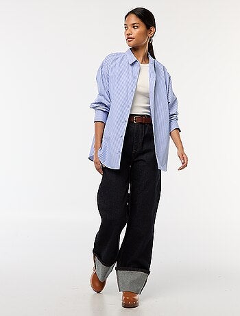 Jeans regular / a vita alta con ampio risvolto alla base