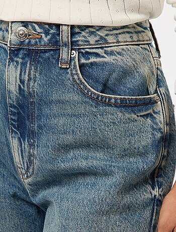 Jeans regular / a vita alta con ampio risvolto alla base