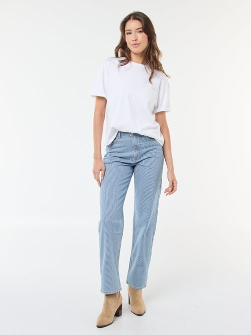 Jeans regular con righe in cotone - Kiabi