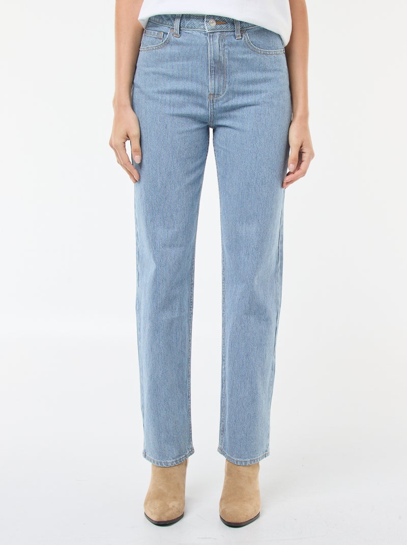 Jeans regular con righe in cotone Blu - Kiabi