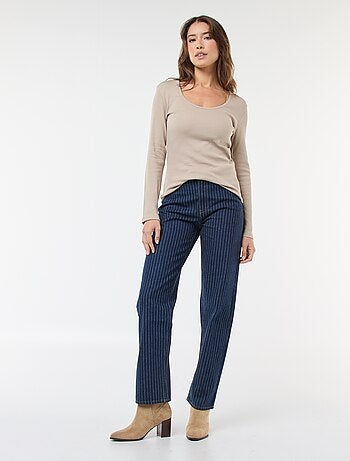 Jeans regular con righe in cotone