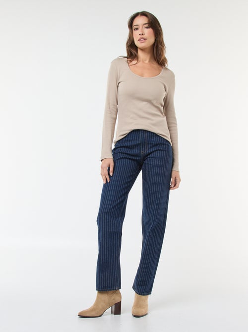 Jeans regular con righe in cotone - Kiabi