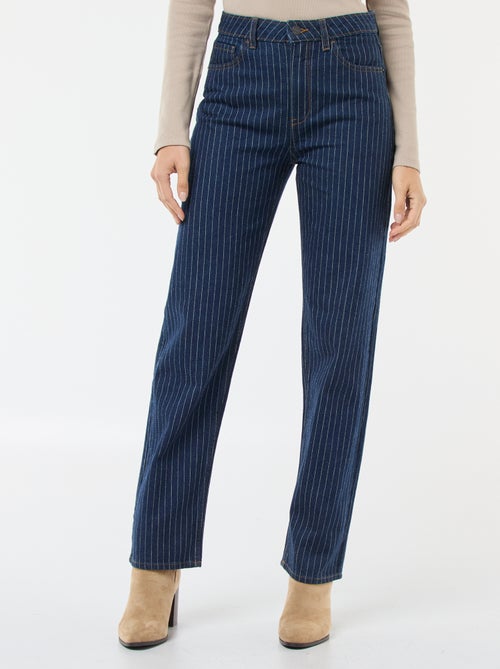 Jeans regular con righe in cotone - Kiabi