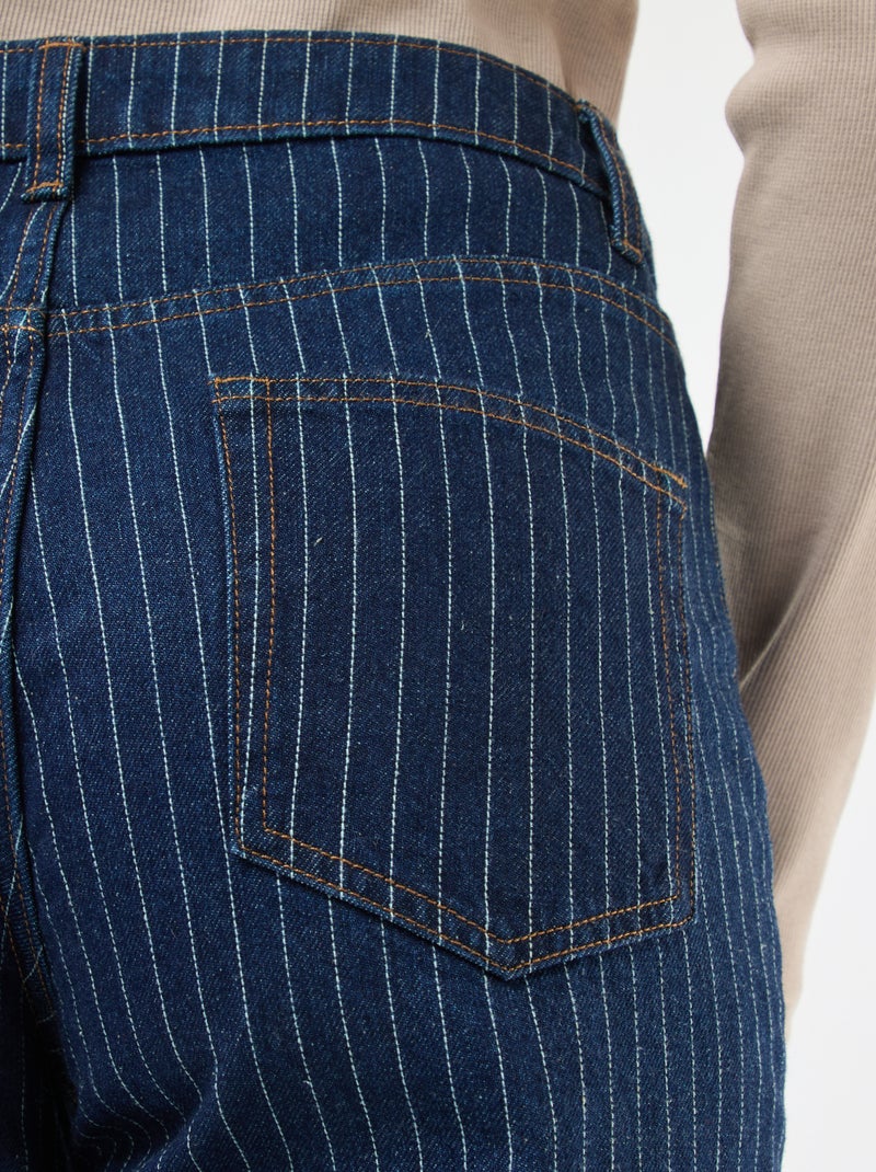 Jeans regular con righe in cotone Blu - Kiabi