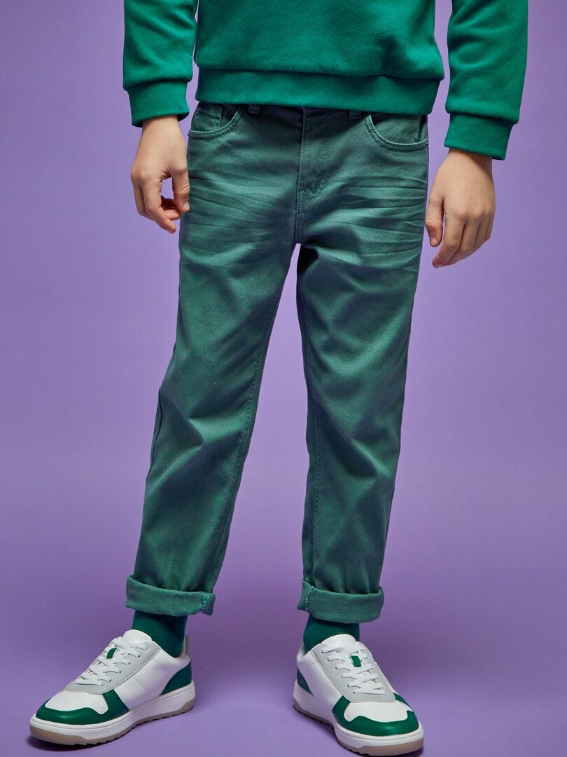 Jeans regular con vita regolabile verde grigio - Kiabi