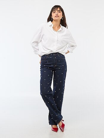 Jeans regular con righe in cotone