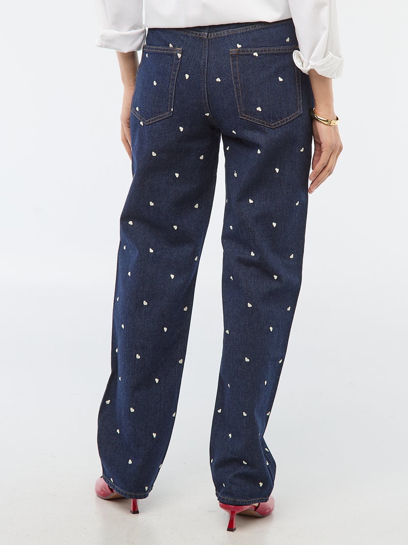 Jeans regular ricamati Blu - Kiabi