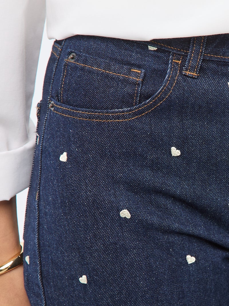 Jeans regular ricamati Blu - Kiabi