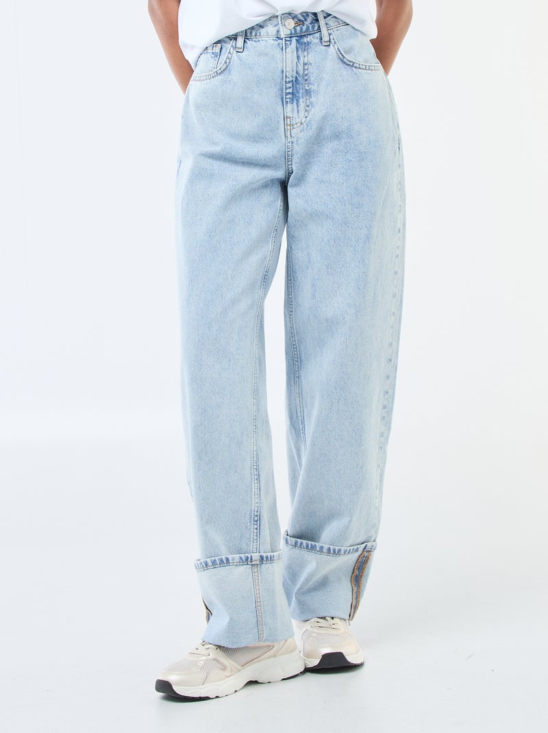 Jeans regular / vita standard con ampi orli Blu - Kiabi