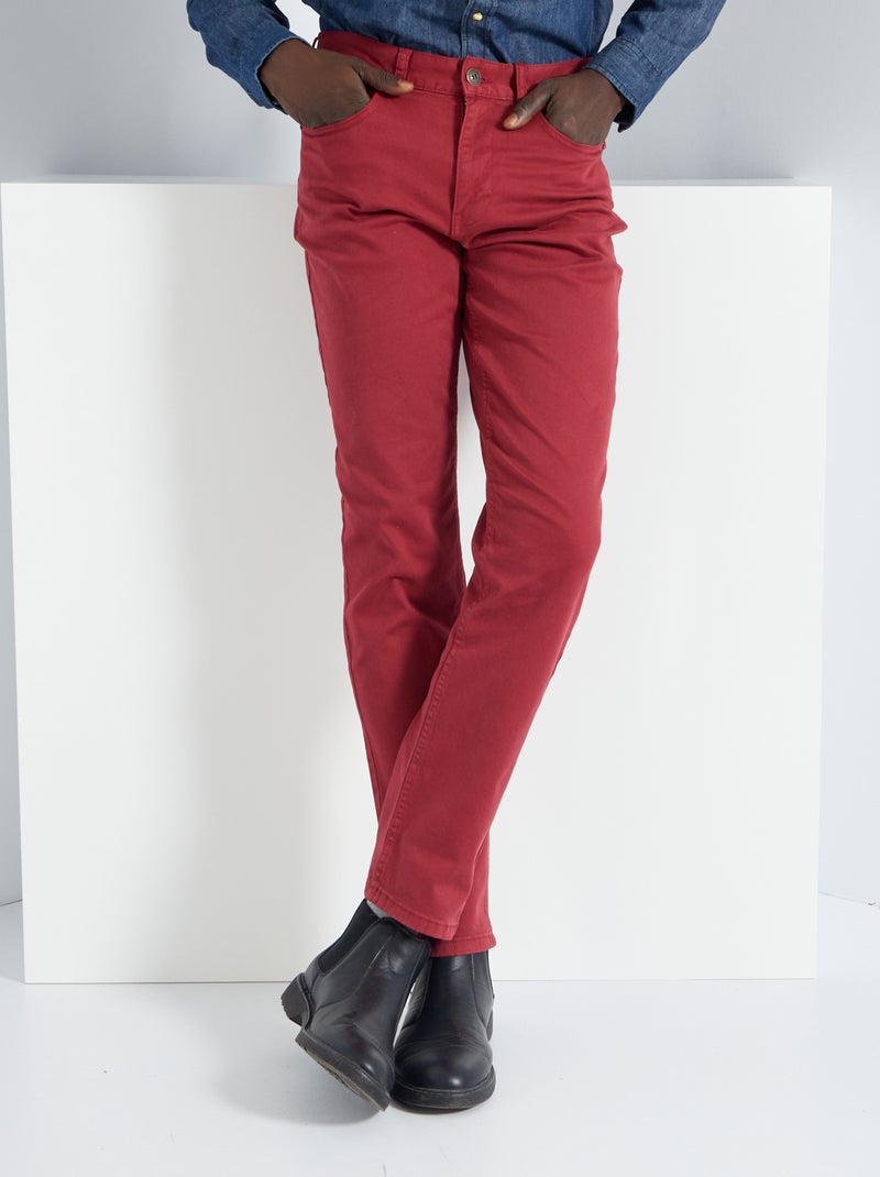 Jeans slim 5 tasche - L32 rosso bordeaux - Kiabi