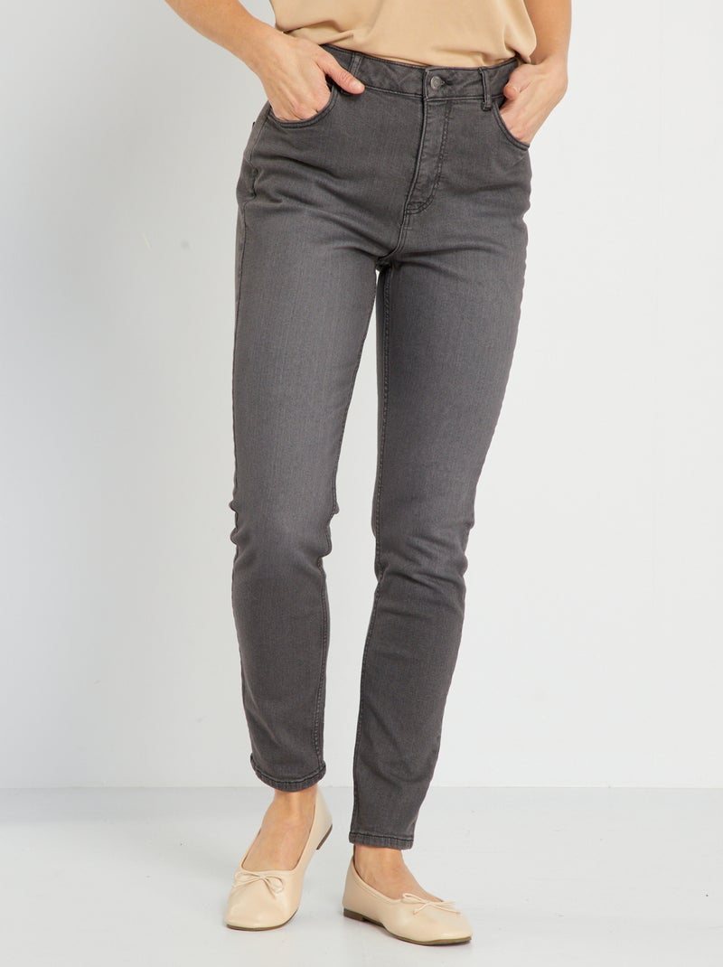 Jeans slim a vita alta - L34 GRIGIO - Kiabi