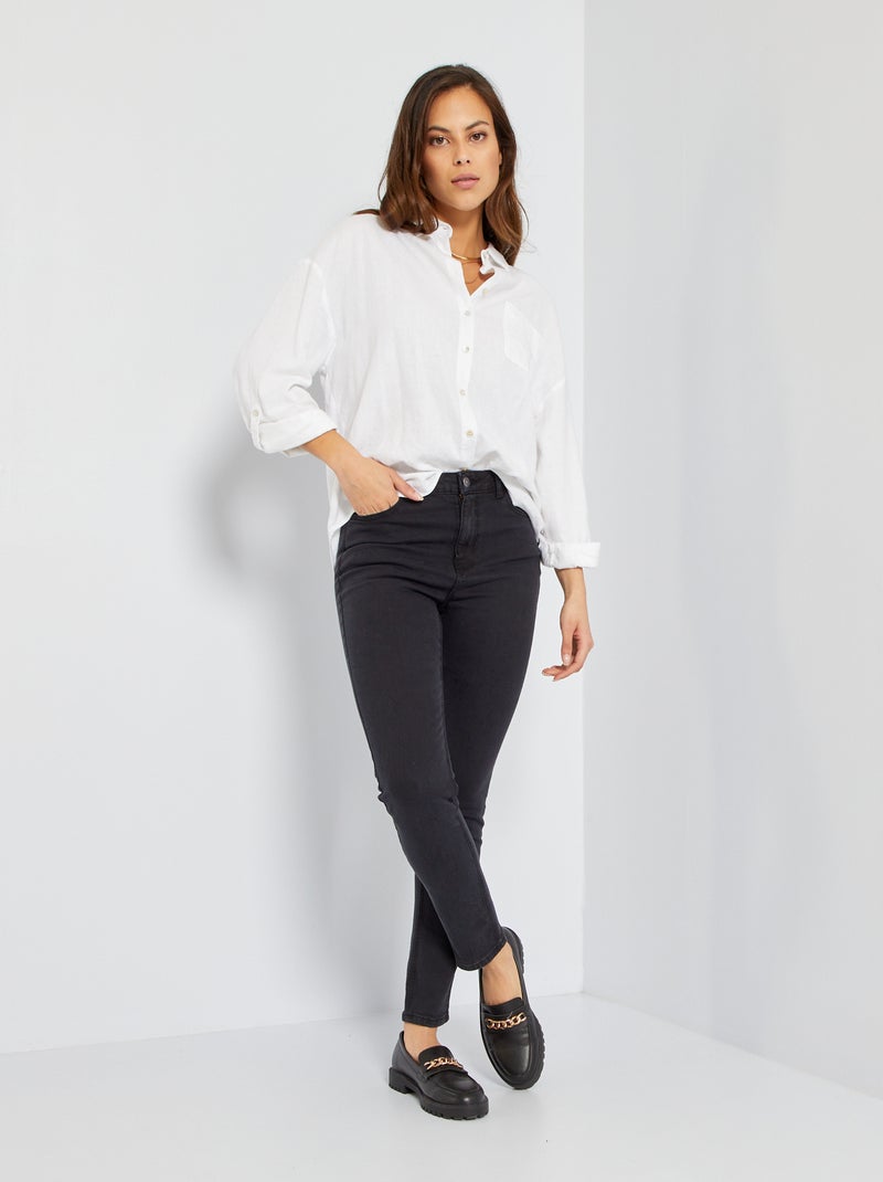 Jeans slim a vita alta - L34 NERO - Kiabi