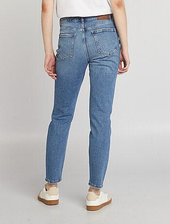 Jeans slim a vita alta con abrasioni