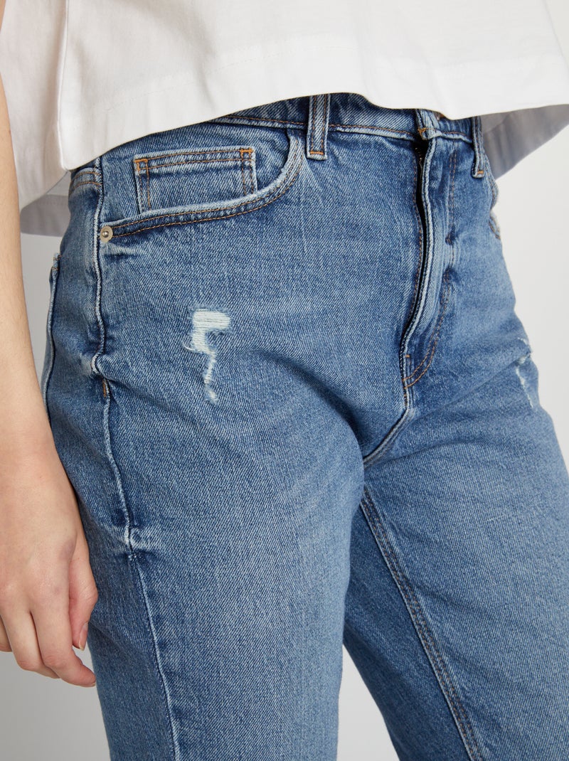 Jeans slim a vita alta con abrasioni BLU - Kiabi